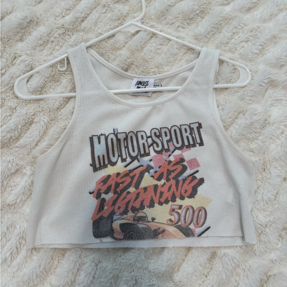 Princess Polly White Motorsport Crop Top